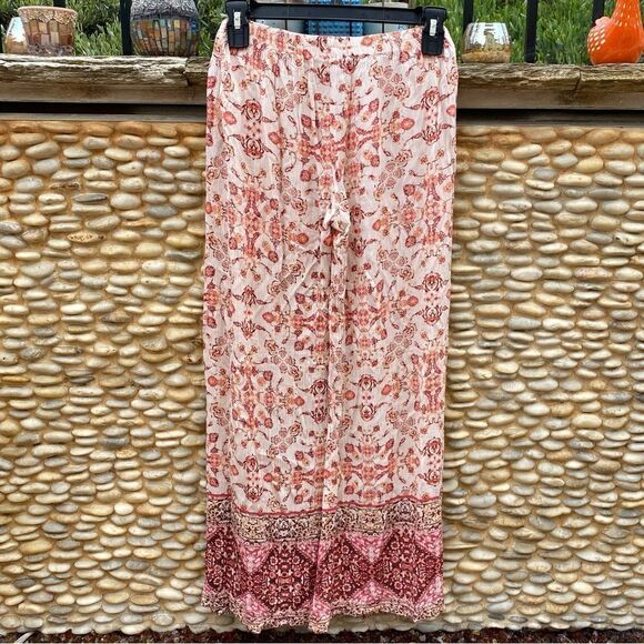 Sky and Sparrow Tie-Front Floral Print Boho Side Slit Pants. Size XS. VGUC - Picture 2 of 6